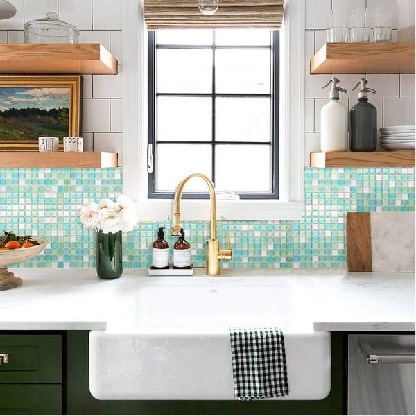 Mosaico Gel 3D Veneciano 23.6X23.6 Cm Celeste (Pack 10 Unid)