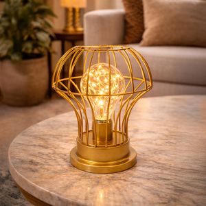 Lampara De Mesa Capsula 15X15X19.5Cm Dorado (Oy-01)