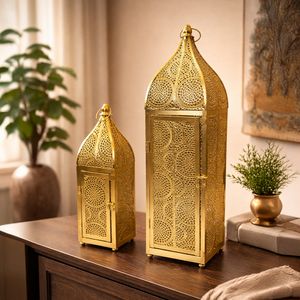 Porta Vela Metal Arabe Circulos Pack X2Pzs Dorado (1636Sl)