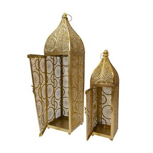 Porta Vela Metal Arabe Circulos Pack X2Pzs Dorado (1636Sl)