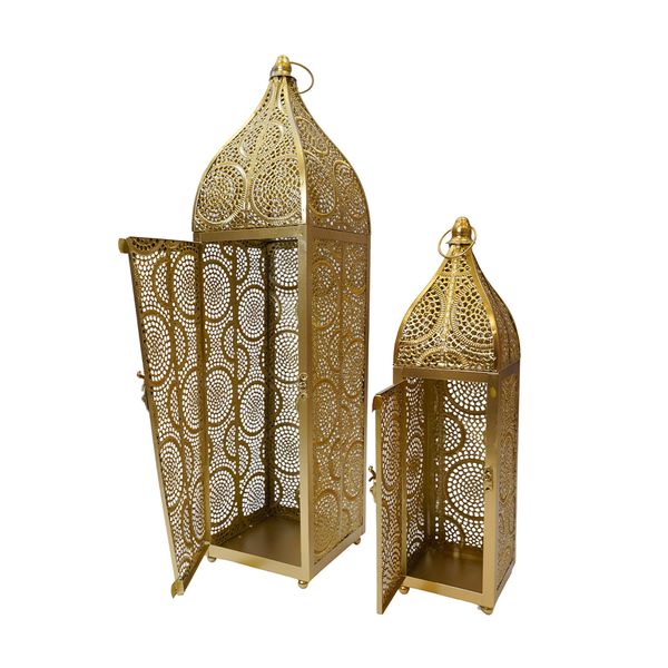 Porta Vela Metal Arabe Circulos Pack X2Pzs Dorado (1636Sl)