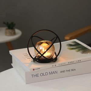 Porta Vela Metal Aros 11.5X12X10Cm Negro (Kx18-34-1)