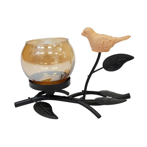 Porta Vela Metal Pajaro 16X8.5X10Cm Negro (Kx17158-2)