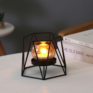 Porta Vela Metal Triangulos 14X12.3X10.2Cm Negro (Kx19-17)