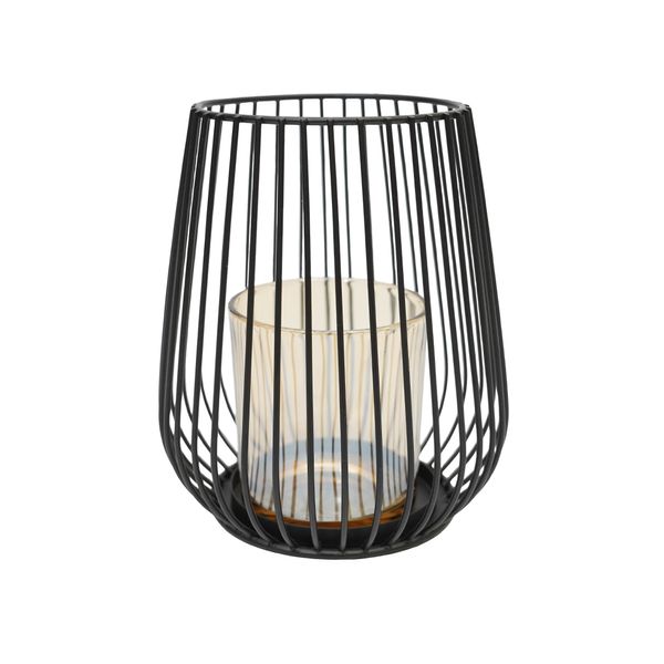 Porta Vela Metal Rejilla 9.5X12X15.5Cm Negro (Kx19-60)