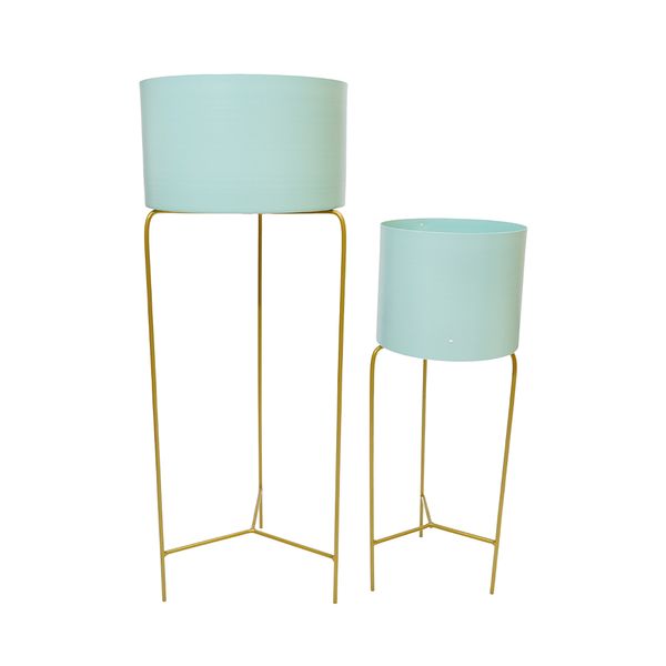 Macetero Madera Elevado Pack X2Pzs Verde Menta (Hdl-5167/5228)
