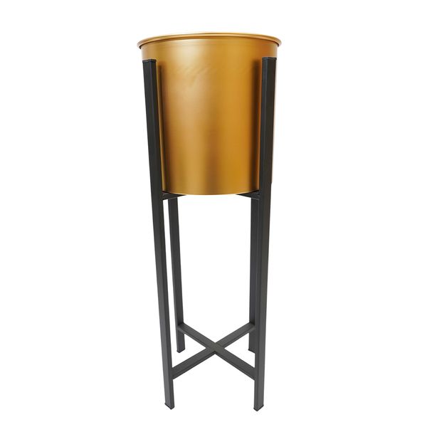 Macetero Metal Elevado 24.5X63Cm Dorado Negro (Kx19014)