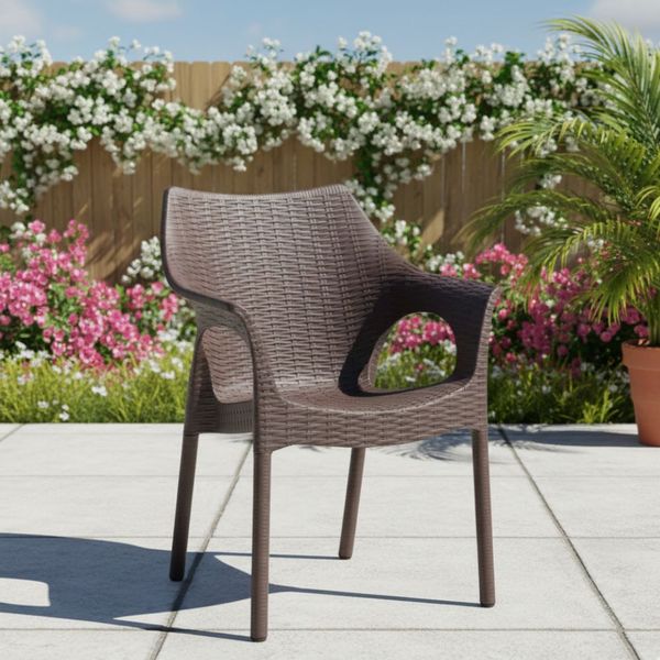 REYPLAST SILLA TAVARUA MOD. RATAN C/BRAZO MARRON MORO