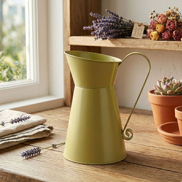 Florero Metal Jarra 12.5X12.5X20Cm Verde (Reg12-083B)