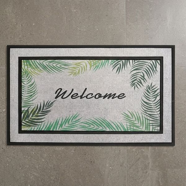 Tapete Poliester Welcome Hojas 75X45Xm Blanco