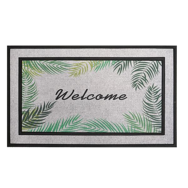 Tapete Poliester Welcome Hojas 75X45Xm Blanco