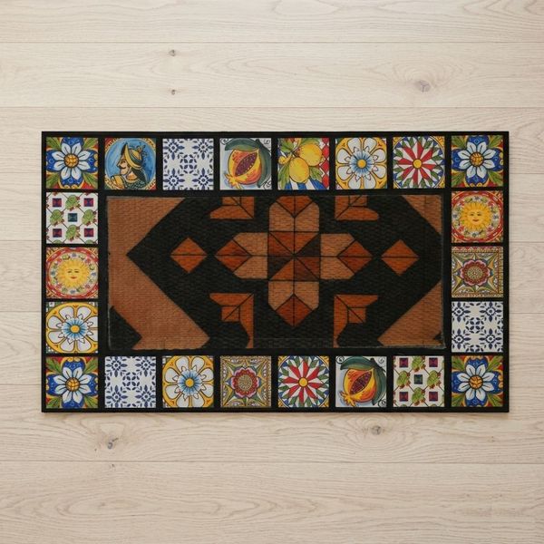 Tapete Poliester Azulejos 75X45Cm Marron