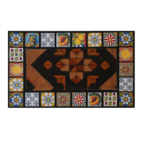 Tapete Poliester Azulejos 75X45Cm Marron