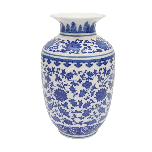 Florero Porcelana Imperial Iii 12X12X23Cm Blanco/Azul (Hme73-32)