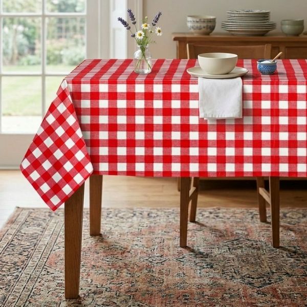 Cubremesa Plain Pvc Cuadritos Terry Rojo