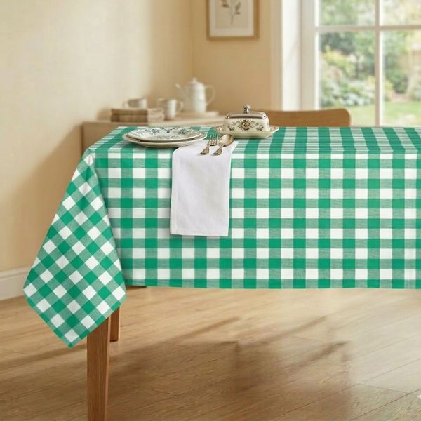 Cubremesa Plain Pvc Cuadritos Terry Verde