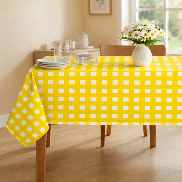 Cubremesa Plain Pvc Cuadritos Terry Amarillo