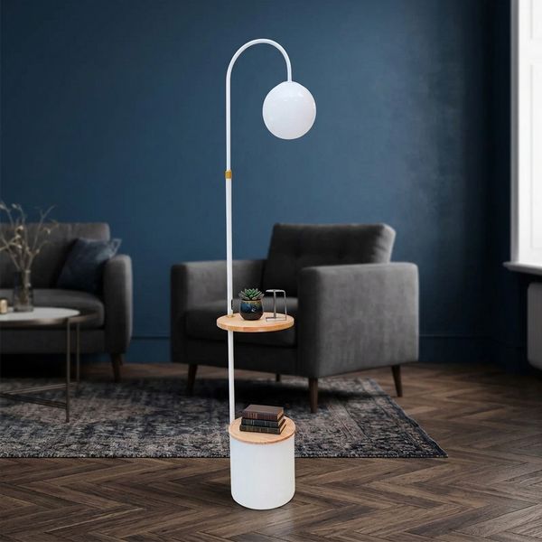 Lampara De Pie C/Mesa Y Soporte 30X30X165Cm Blanco