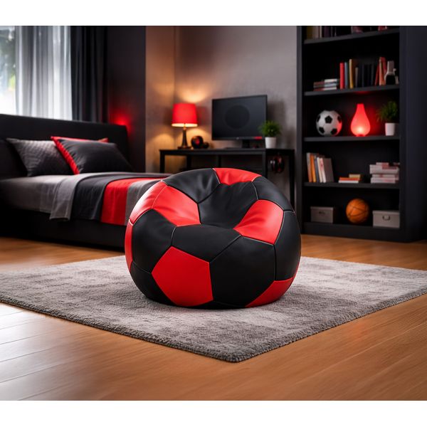 PUFF SOCCER CHICO NEGRO/ROJO