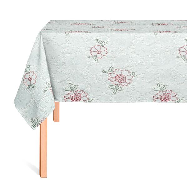 Cubremesa Encaje Pvc Adornos Florales Rosa