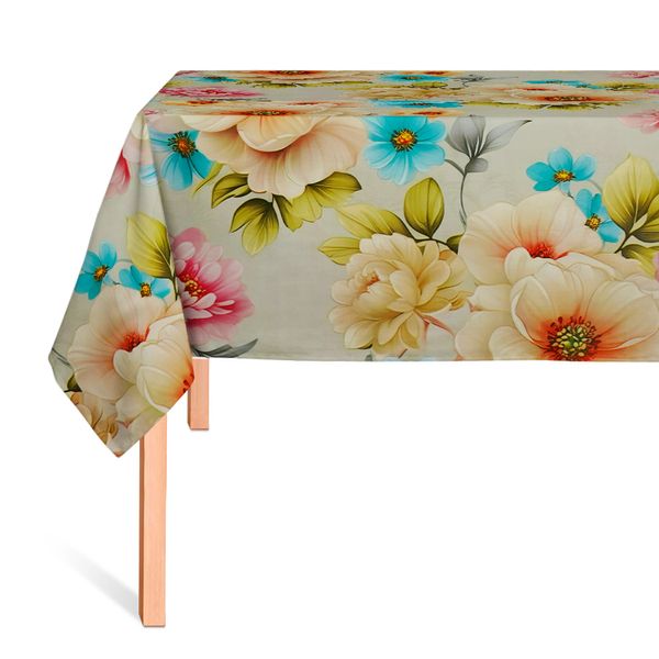 Cubremesa Plain Pvc Mix Flores Crema
