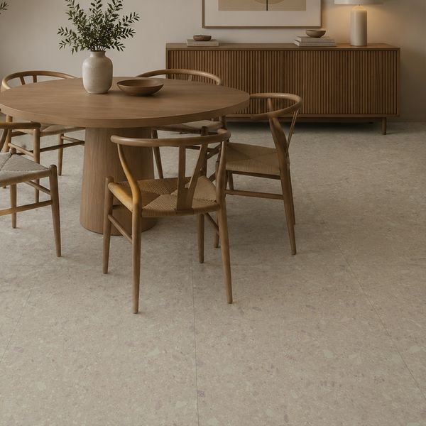 Piso Autoadhesivo 45.7X45.7X0.15 Cm Terrazo Almendra Rose
