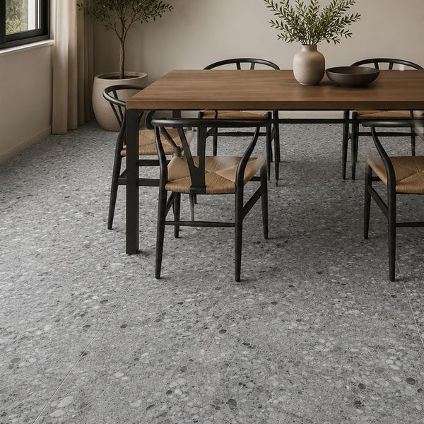 Piso Autoadhesivo 45.7X45.7X0.15 Cm Terrazo Basalto Claro