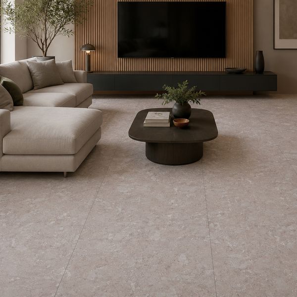 Piso Autoadhesivo 45.7X45.7X0.15 Cm Terrazo Beige Travertino