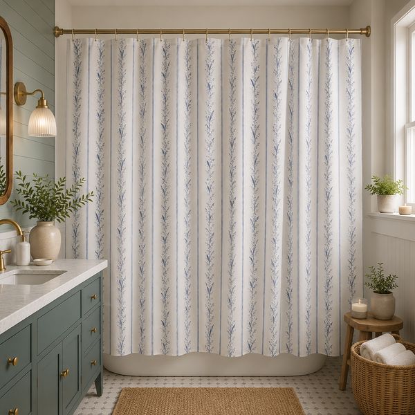Said Cortina De Baño Pvc 180X 150 Cm Jazmin Azulino 13