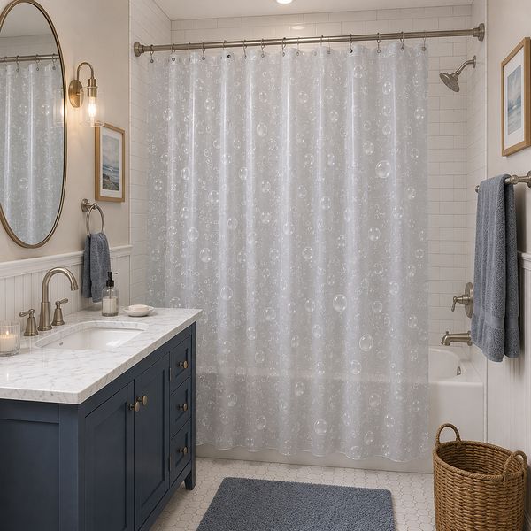 Said Cortina De Baño Pvc 180 X 150 Cm Globitos Transparente 31