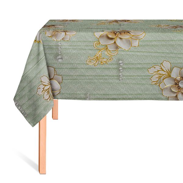 Cubremesa Shine Perla Floral Verde