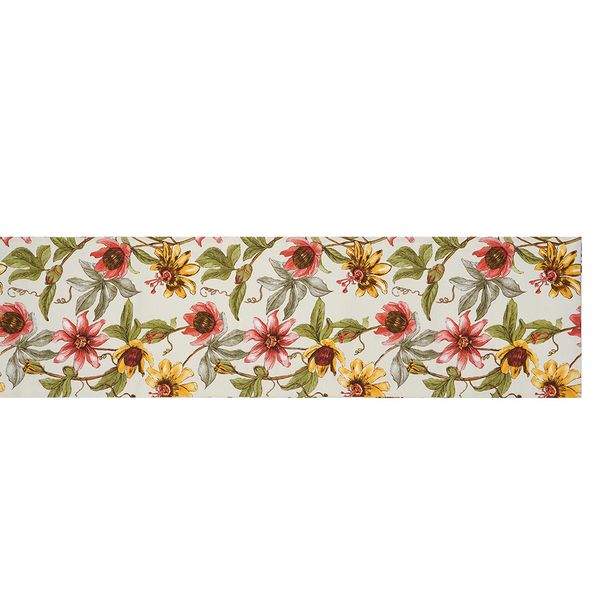 Camino De Mesa Antifluido Jardin Flores Beige 220X30Cm