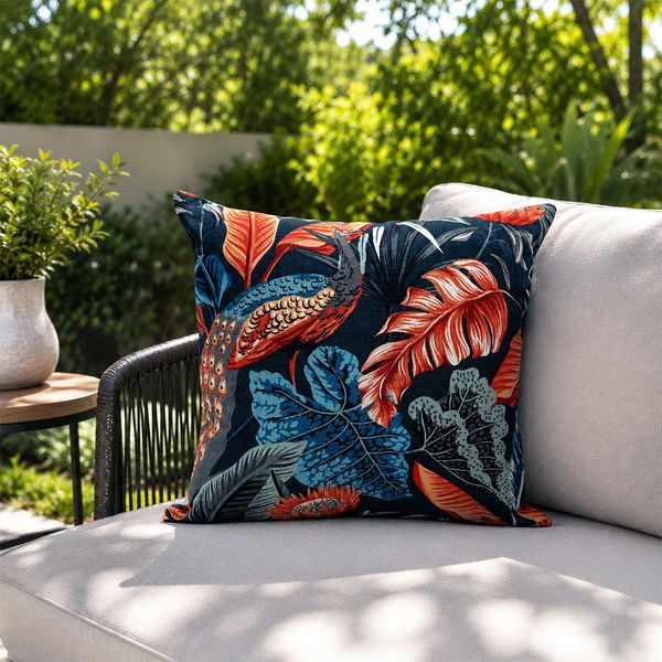 Funda Cojin Exterior Aquatec 45X45 Cm Hojas Bosque Azul