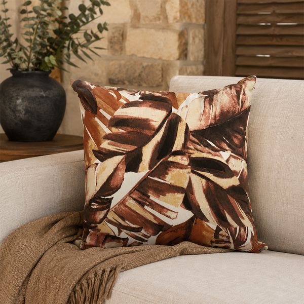 Funda Cojin Exterior Aquatec 45X45 Cm Hojas Soft Marron