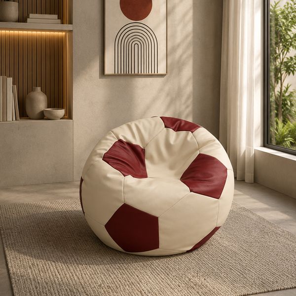 PUFF SOCCER CHICO CREMA/ROJO
