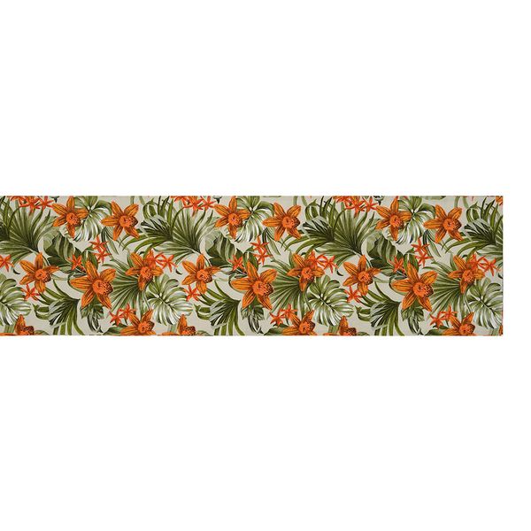 Camino De Mesa Antifluido Orquideas Naranja 220X30Cm
