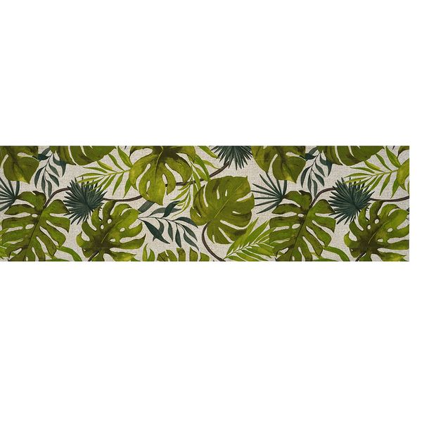 Camino De Mesa Antifluido Hojas Palma Verde 220X30Cm