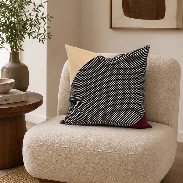 Cojin Otoño Mineral Quadrum Black Snow 55X55Cm Ne/Vi