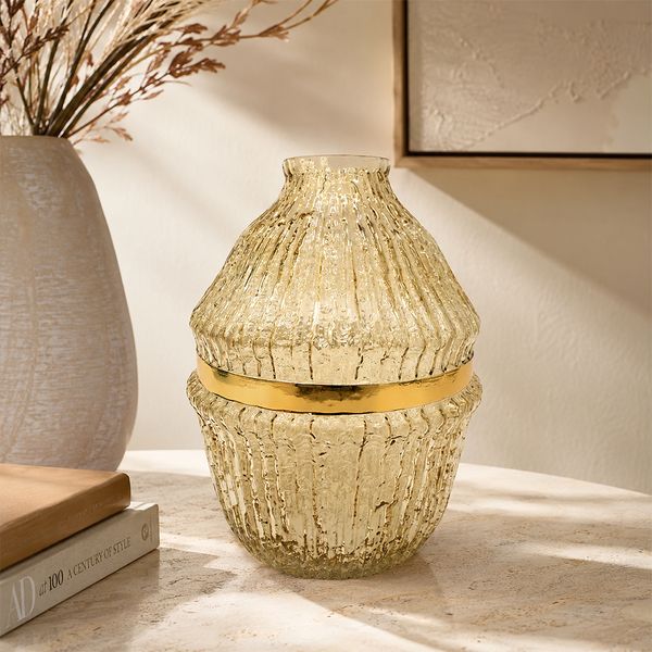Florero Vidrio Luxe 16X16X26Cm Ambar (Xy-Sl002)