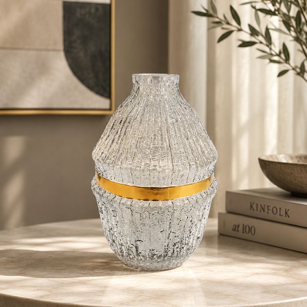 Florero Vidrio Luxe 18X18X26Cm Gris (Xy-Sl005)