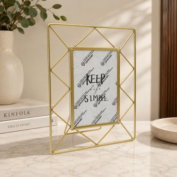 Porta Retrato Metal Zigzag 23.5X18Cm Dorado (Fh-Sl009)