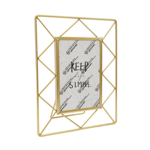 Porta Retrato Metal Zigzag 23.5X18Cm Dorado (Fh-Sl009)