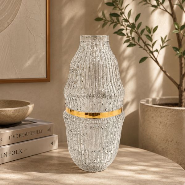 FLORERO VIDRIO LUXE 16X16X33CM GRIS (XY-SL006)