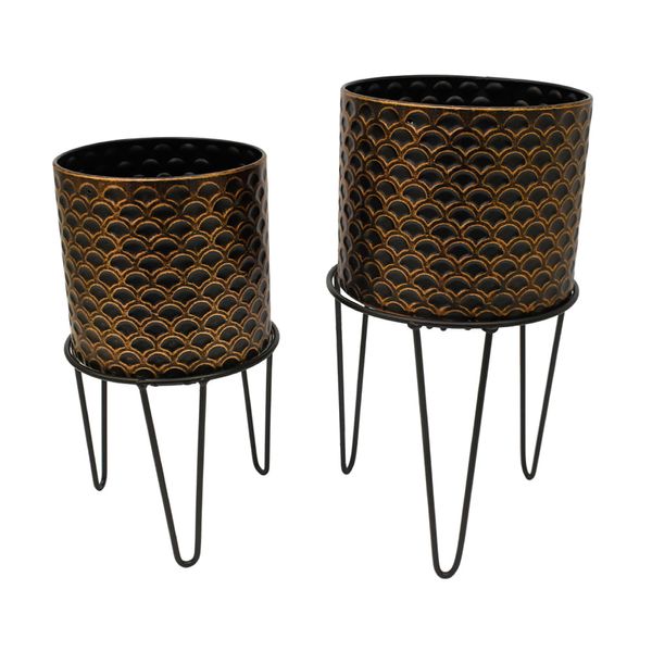 Set Macetas 2Pzs C 17.5X34Cm G 21.5X40Cm Negro (Yrn2023-002)