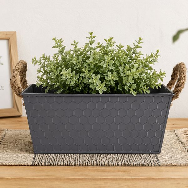MACETERO METAL C/ASAS RETANG 20X10.5X10 CM NEGRO (REG12-071B)