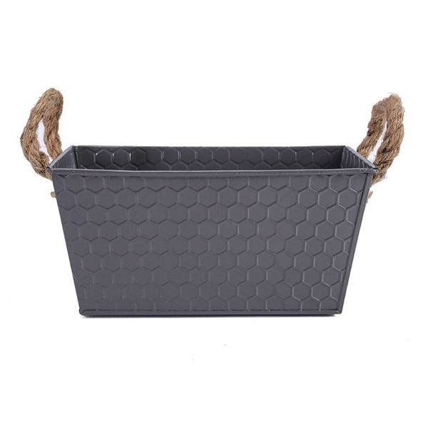 MACETERO METAL C/ASAS RETANG 20X10.5X10 CM NEGRO (REG12-071B)