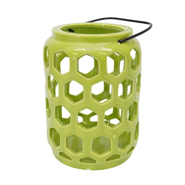 PORTA VELA PORCELANA AURA 13X13X18 CM VERDE
