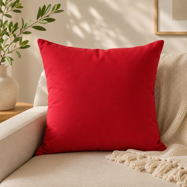 FUNDA COJIN VELVET ESSENZA 50X50 CM ROJO