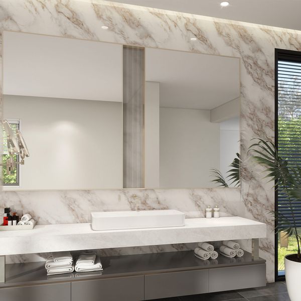 Panel Spc Marmol Capri 2.4X1.2 Mts Blanco/Crema Brillante