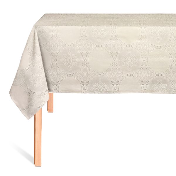Cubremesa Encaje Eco Circulos Beige